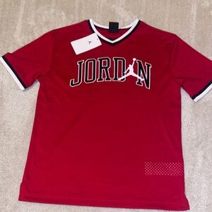 Jordan Red Short Sleeve Jersey Tee with Jumpman Chest Logo